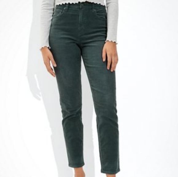 American Eagle Corduroy Pants Mom Jean NWOT green - Picture 1 of 5